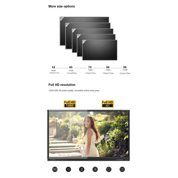 Aluminum Frame 100" 400cd/m2 3840x2160 LCD Writing Board