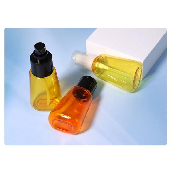 PET Luxury Cosmetic Bottle Clear Empty Hair Oil Bottle 70ml With Hot Stamping Logo Printing