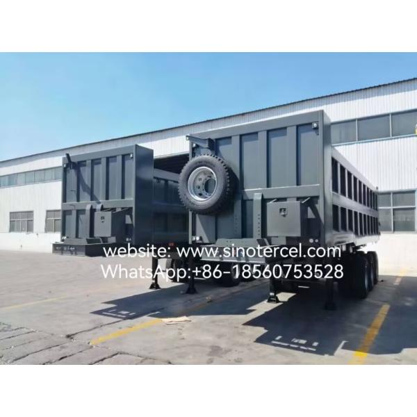 3 Axles Efficient Dumping Tipper Semi Trailer 20-50CBM Front Lifting Hydraulic For Sand Stone Gravel