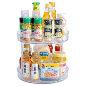 China Save Space Transparent Spice Rack Organizer Countertop Spice Display Rack Plastic Lazy Susan on sale