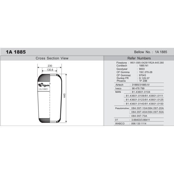 Yutong Bus Air Suspension Spring Model 1885 for MAN Systems