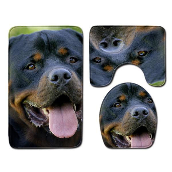 Creative Cute Cat Toilet Mat Set Personalized Dog Toilet Tank Cover Set