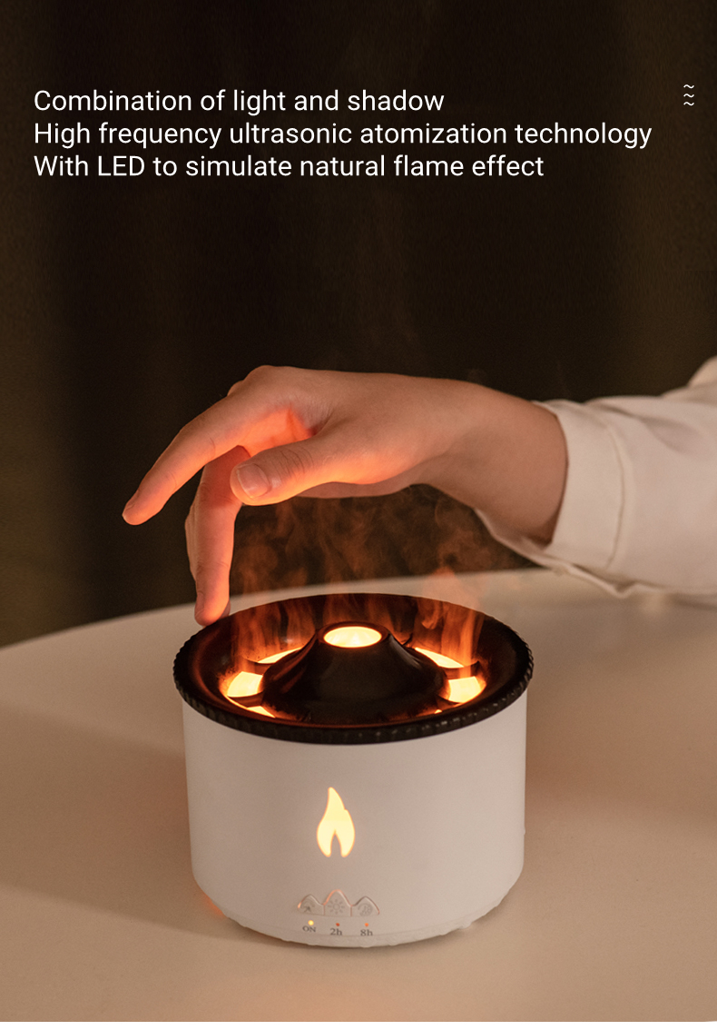 New Upgrade Simulation Blue Flame Volcano Aromatherapy Diffuser 360ml Jellyfish Mist Air Humidifier for Home Office Spa