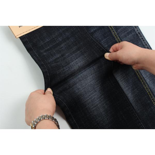 Dark Blue Grey Crosshatch Slub Cotton Spandex Denim Fabric For Jeans