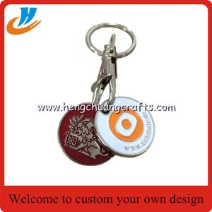 China K003 metal trolly coin keychain with custom logo&shopping cart coin holder keychain on sale
