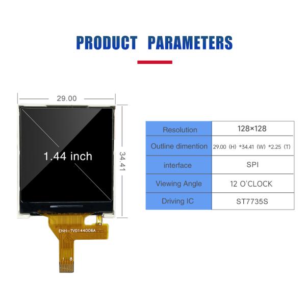 1.44 Inch TFT LCD Module 128x128 Resolution 12 0'clock IC ST7735