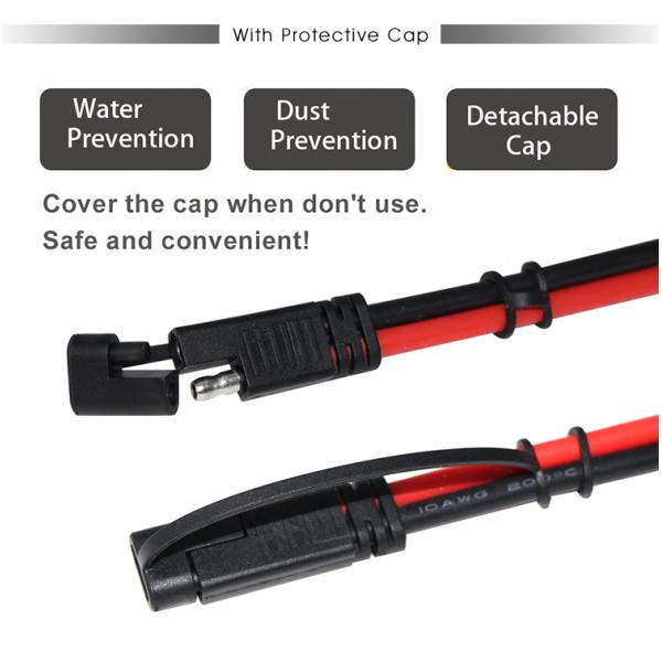 12V 24V SAE 2Pin Solar Power Cable Quick Disconnect Release Plug With PVC Jacket