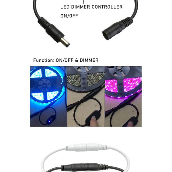 12v 24v Touch Controller Male to Female DC 5.5x2.1mm on off Dimmer Switch for LED Strip Lights