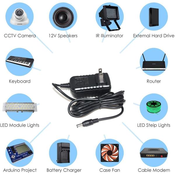 24V 1A 2A AC DC Power Adapter 100-240V Input with CE FCC Certification