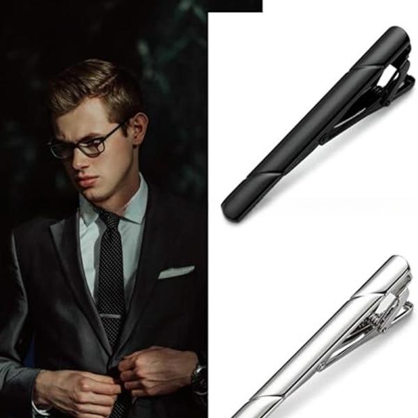 Invisible Setting Men'S Tie Bar Set Silver Black Blue Gold For Regular Ties