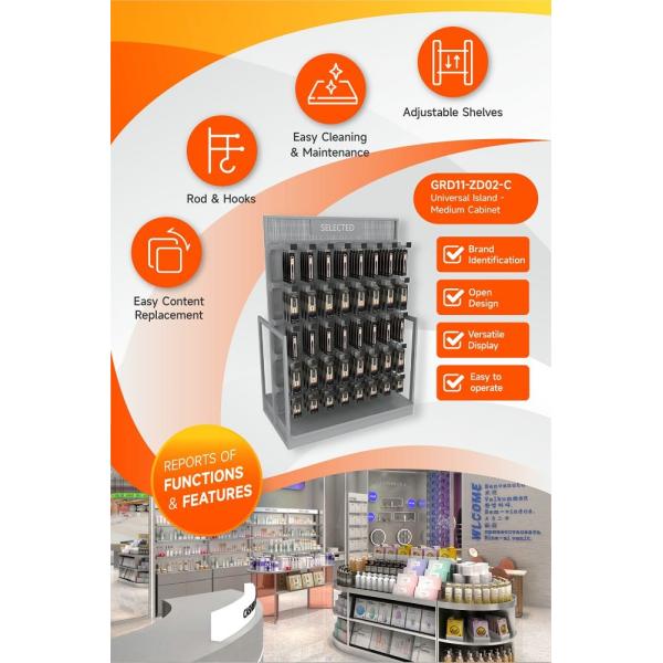 GDR11-ZD02-C Fashion Exhibition Display with Rods and Hooks and Adjustable Shelves for Retail Stores