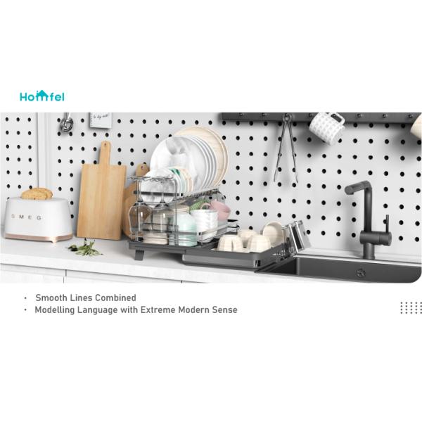 Floor Type 2 Tiers Big Capacity Collapsible Multifunctional Foldable Dish Rack Dish Drainer Board for Dish and Bowl