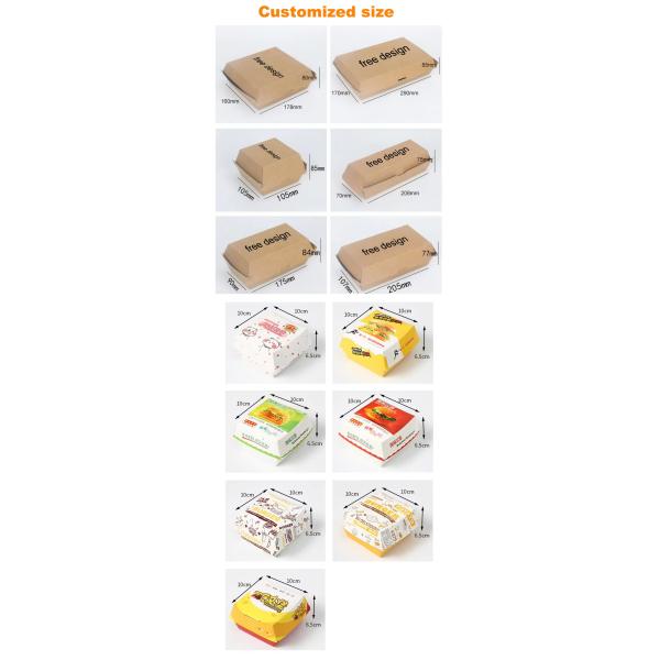 Delivery Paper Burger Box Custom Printing Restaurant Delivery Brand Packaging Hot Dogs Catering Fast Food