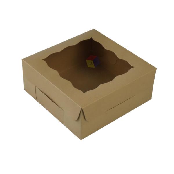 Kraft Paper Food Grade Bakery Cake Box Packaging With Clear Pvc Window