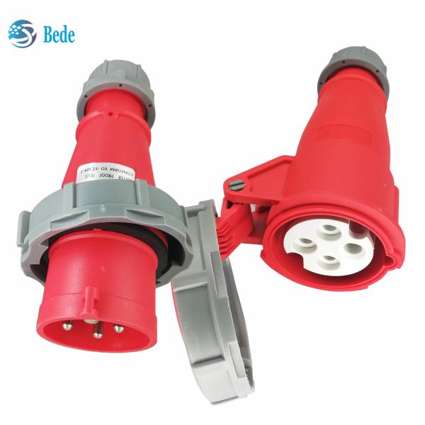 Quality IP67 Industrial Plug Socket 4 Pins(3P+E) 16 And 32 Amp Docking Type for sale