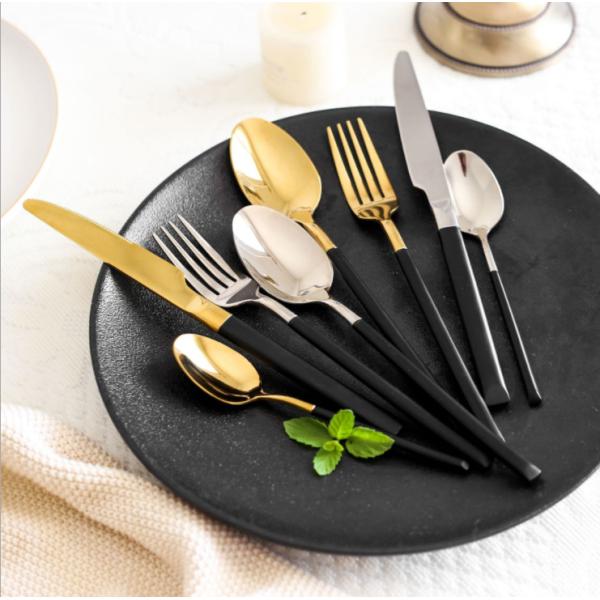 Hot Sale 304 Stainless Steel Flatware Set/Hotel Cutlery Black and Gold/Wedding Banquet Tableware