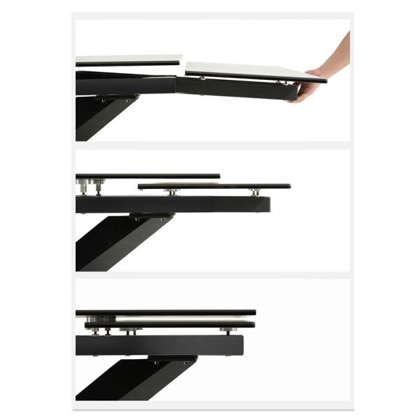 Contemporary Extendable Dining Room Table Ceramic Marble Top Dining Table With Metal Legs