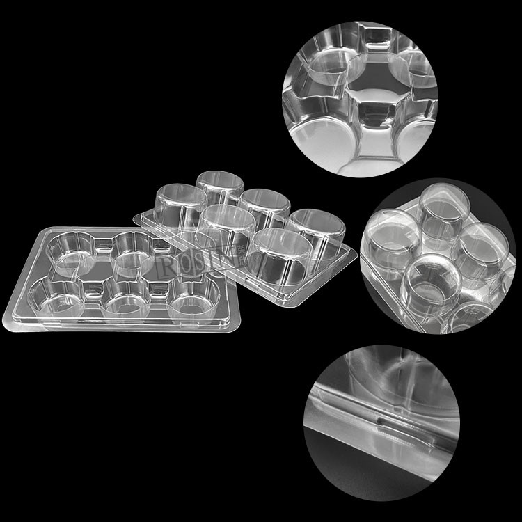 Customized 6 Hole Clear Hinged Cupcake Containers Rectangle With Lid