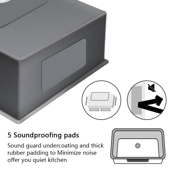 SUS304 Single Bowl Gold Kitchen Basin Sink Surface Anti Scratch Nano