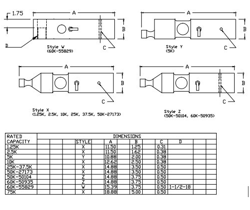 1.25klb Cantilever Shear Beam Load Cell