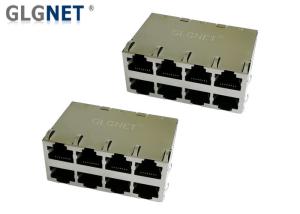 China 2x4 Stacked Rj45 Metal Connector / Rj45 Multi Connector 0.2mm Thickness on sale