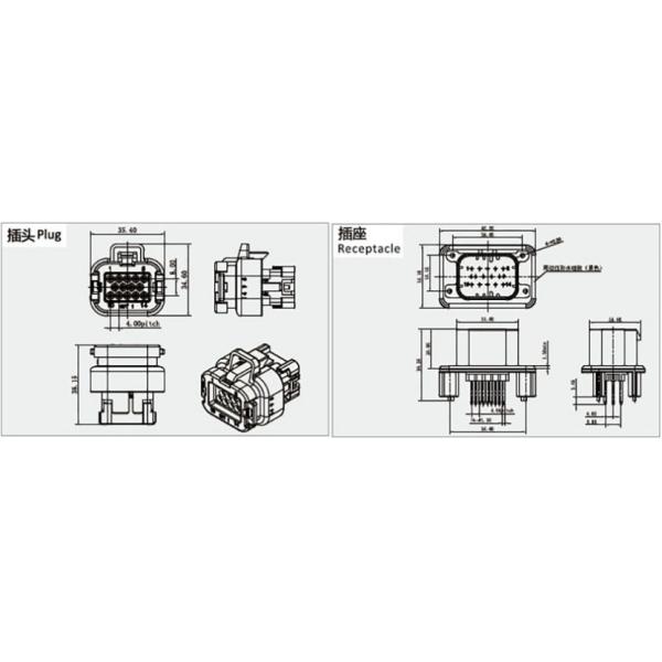 AMPSEAL 14pin 4.0mm Pitch Header Vertical 3 Row Male Automotive Connectors 776261 776262
