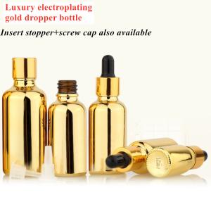 Wholesale 20ml 30ml 50ml Empty Reusable Electroplating Gold Cosmetic Package serum Skincare essential oil Glass Dropper Bottle from china suppliers