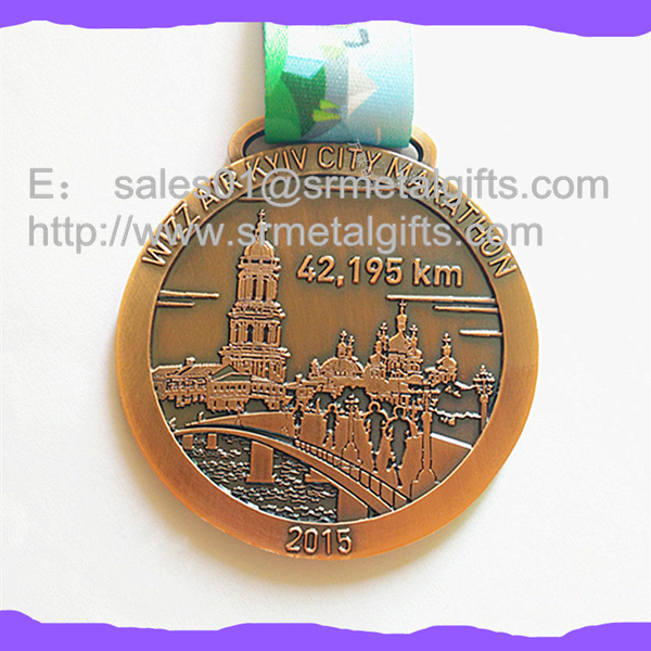 Metal Challenge Awards Medal with ribbon, custom enamel color filled challenge medals