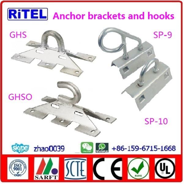 ftth/fttx/fttb fitting, anchor tension clamps, brackets and hooks for fiber optical cable installation