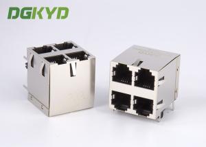 China Right Angle PCB Mount Cat 3 2x2 Dual Deck 6p4c RJ11 Jack 4 Ports on sale