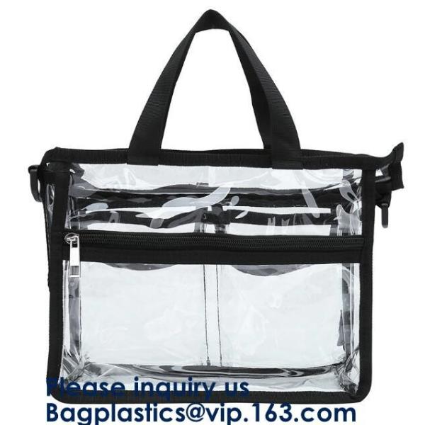Clear PVC Bag With Zipper Interior Pouch And Detachable Shoulder Strap,Cosmetic Tote Bags With Zipper Closure, bagease