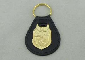 3D NCIS Personalized Leather Key Chain With Gold Plating Emblem