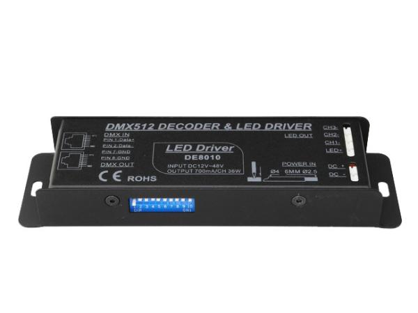 Constant Current 700mA LED RGB DMX Controller , RJ45 Socket DMX512 LED