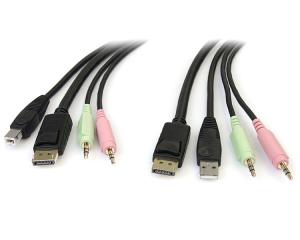 China 6ft 4in1 USB DisplayPort KVM Switch Cable w/ Audio & Microphone on sale