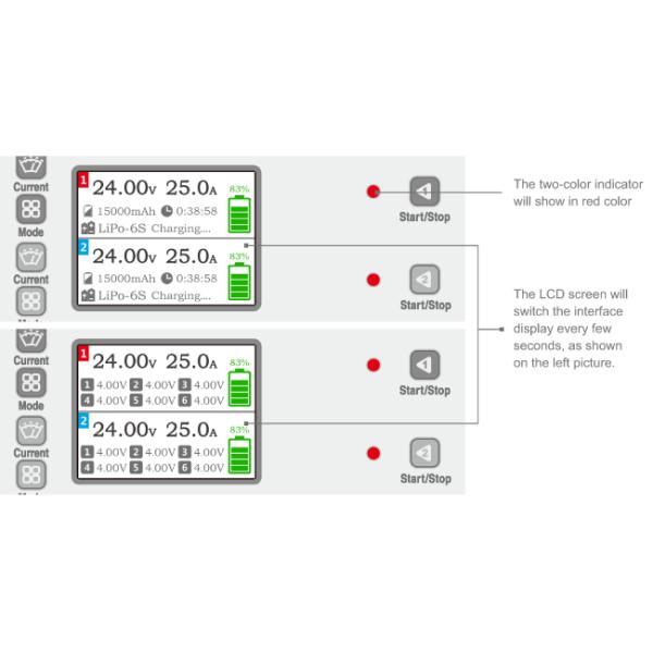 1200W LiPo LiHV 2S 3S 6S Lithium Battery Charger Dual Channels 110V 220V 25A