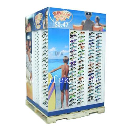 Quality Custom Sunglasses Cardboard Pallet Display stand for summer promotion for sale