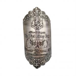 Wholesale 3D embossed metal wine bottle label and perfume bottle label maker from china suppliers