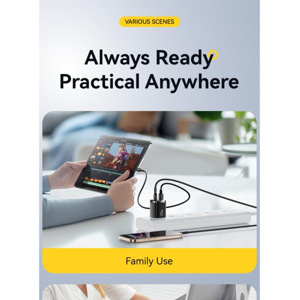 ESSAGER ES-CD45 Series 2 Ports 33W USB-A Fast Charger USB C Wall Charger Private Mold