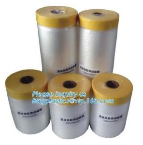 Wholesale Disposable PE Pre-Taped Self Static Cling Masking Film, Cover Mask Plastic Drop Film PE Protection Film With Tape from china suppliers