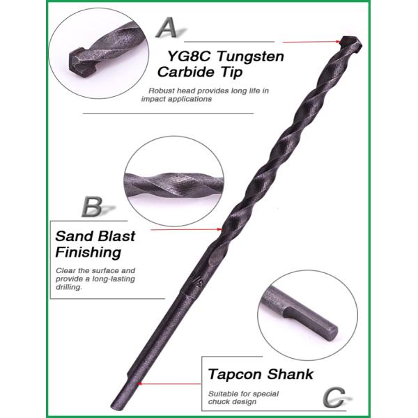 Long Metal Drill Bit For Drilling Pilot Holes , Tapcon Screw Anchor Cement Drill Bit