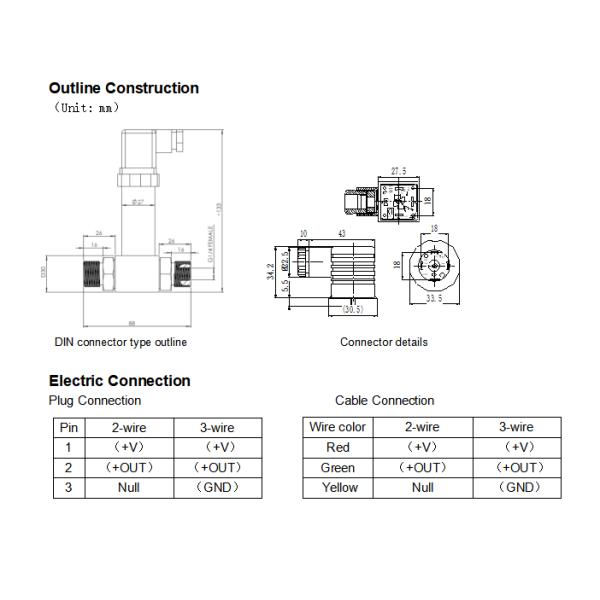 SS304 IP68 Differential Pressure Transducer With G1/4 Both Side Threaded