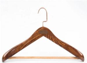 China Custom luxury Ash Brand Wood Suit Hanger with Logo on sale