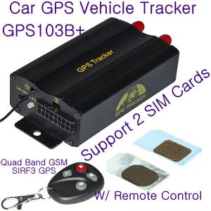 China GPS103B+ Remote Control Car GPS Vehicle Tracker W/ 2 SIM Slot & Central Locking Detection on sale