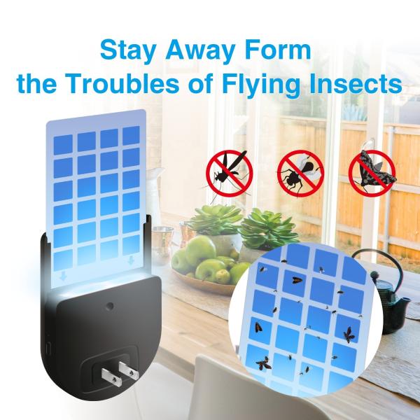 JZ Indoor Electric Fly Catcher Glue Trap with Night Light UV Attract Mosquito Sticky Trap Plug in Flying Insect Trap