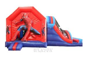 China Spider Man Trampoline Inflatable Bounce House With Slide For Amusement Park on sale