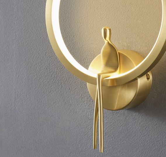 Minimalist copper wall lamp bedroom bedside lamp modern simple living room background wall lamp hotel villa stair corridor lamp