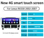 12.3 inch Android Head Unit For 2002-2007 Lexus RX330 Multimedia Player Auto