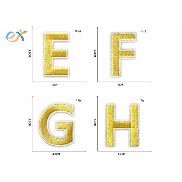 Gold A - Z Alphabet Letters Embroidered Letter Appliques DIY Merrow Border