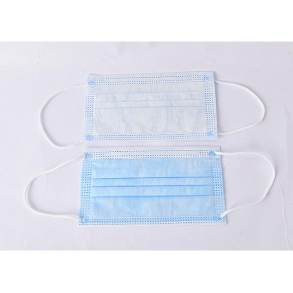 White Blue Non Woven Fabric Mouth Mask Disposable 3 Ply For COVID 19