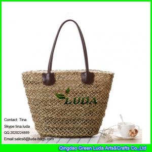 China LUDA hollow out lady handbag natural sea plant weave straw tote bag on sale